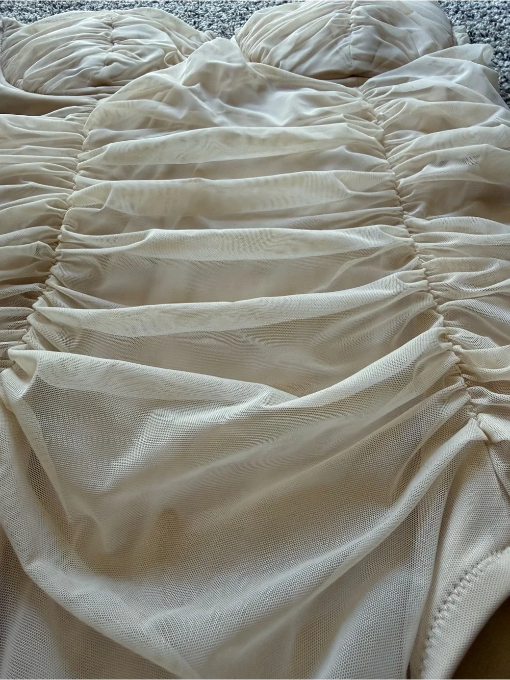 J.Crew Ruched Strapless Cream One-Piece Swimsuit Size 10 D-Cup